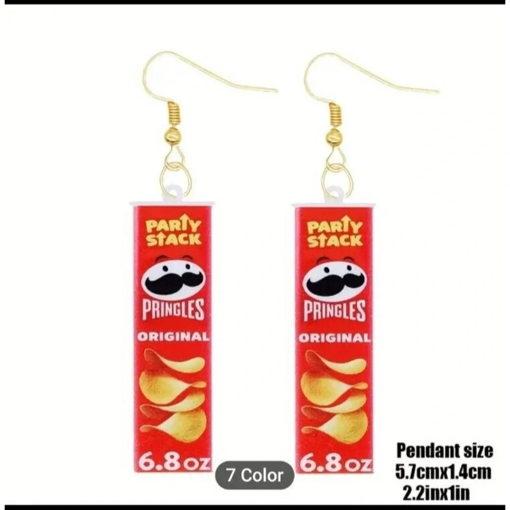 Pringles Original Themed Fun Party Design Hook Style Earrings Kidcore